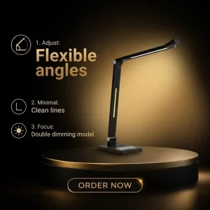 Contemporary Double Dimming Bedroom Offices Study Room Electric Simple Table Lamp with Motion Sensor Flexible ABS LED Desk Lamp