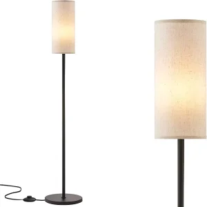 Contemporary Iron Fabric Shade Small Floor Lamp Modern Minimalist Luxury Living Room Bedroom Study E27 Base LED Dimmable