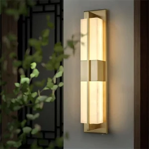 Contemporary LED Brass Marble Outdoor Wall Lamps Electric Waterproof Balcony Hallway Courtyard Villa Gate Hotel
