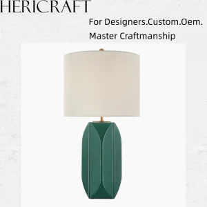 Contemporary Sculptural Green Ceramic Base Table Lamp Luxury Accent Lighting for Commercial Residential Spaces