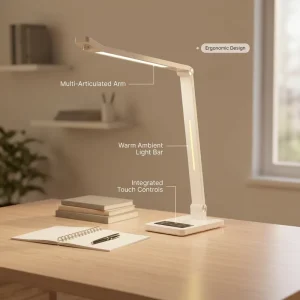 Contemporary Simple Study ABS Electric Desk Lamp with Night Light Flexible Eye Caring Double Dimming Modern Home DC Table Lamp