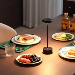Cordless LED Modern Decorative Table Lamp Rechargeable Battery Powered Dimmable Touch Control Aluminum Desk Light for Restaurant