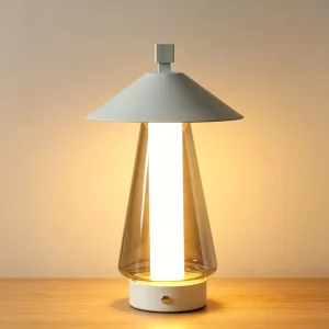Cordless Rechargeable 11 Inch Bedside Table Lamp Touch Dimmable Glass Night Light with 3000K and 6000K Light
