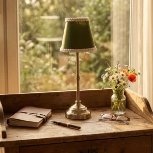 Cordless Rechargeable Table Lamp Touch Dimmable Fabric Shade Iron Battery LED Desk Light USB C Portable for Bedroom Bedside