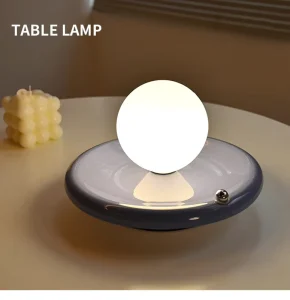 Cordless Touch Control Glass Globe Lamp Iron Metal Decor Desk Light 3600mAh USB Rechargeable Metal Frame Table Lamp