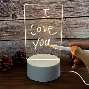 Creative 3D LED Night Light DIY Rewritable Message Board Mini Acrylic ABS Plug In Power Supply Blank Gift for Bedroom Home Use