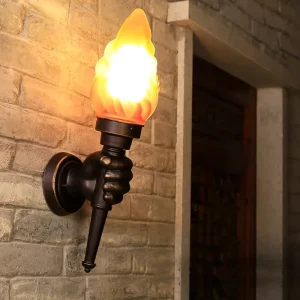 Creative Aluminum Torch Hand Wall Lamp Outdoor Light Garden Yard Porch Living Room Bedroom Stair Aisle Corridor Restaurant Cafe