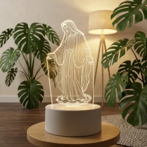 Creative Bedroom Light Usb Night Light Christian Virgin Mary Jesus 3d Illusion Night Light