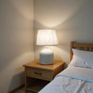Creative Ceramic Table Lamp with White Fabric Lampshade Button Switch for Bedroom Living Room Desk Decoration Mood Lighting