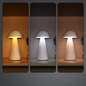 Creative Cordless Metal Touch Mushroom Night Light Decorative Ambient Dimmable Table Lamp for Cafe Restaurant Bar Bedroom