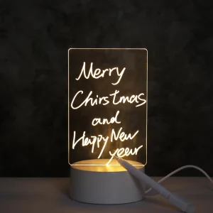 Creative LED Night Light Message Board with Pen USB Powered 3D Lights White Shade Apartment Decor