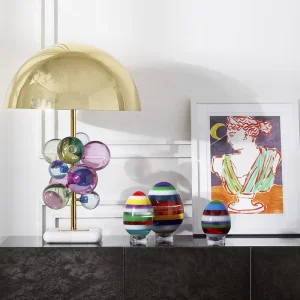 Creative Luxury Table Lamp with Color Crystal Spherical Design Battery Powered for Living Room Bedroom Bedside B22 Bulb Base
