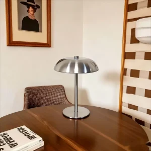 Creative Metal Mushroom Desk Lamp USB Rechargeable Touch Desk Lamp Dimmable Minimalist Desk Lamp Bedroom Bedside Night Light