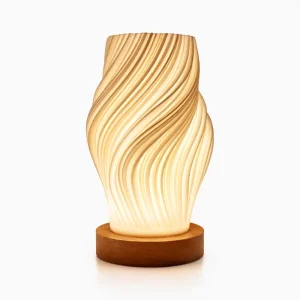 Creative Modern White PLA Wooden D10*H21cm Desk Lamp for Wedding Anniversary Celebration Table Decoration