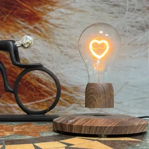 Creative Night Light Magnetic Levitation Floating Light Bulb with Heart Shaped LED for Bedroom Office Cafe Decor and Gift Ideas