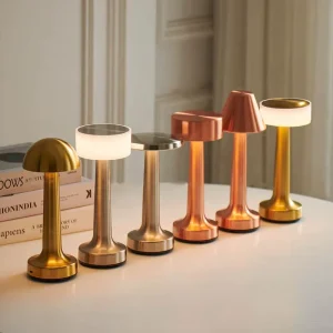 Creative Nordic Modern LED Bedroom Night Light USB Charging Touch Control Dimmable Metal Dumbbell Table Lamp 3 Colors