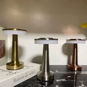 Creative Nordic Modern LED Desk Lamp with E26 Bulb Base Iron Dumbbell Design USB Charging Touch Control Bedroom Night Light