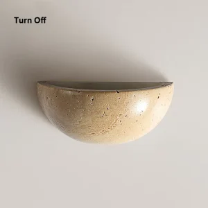 Creative Semicircle Japanese Wabi Sabi Background Wall Lamp LED Yellow Stone Marble Decor for Living Room Bedside Corridor