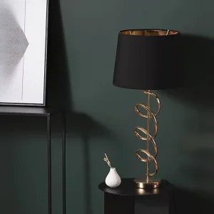 Creative Table Lamps Luxury High end Design Hotel Indoor Living Room Black Cotton Shade Metal Reading Table Lamp