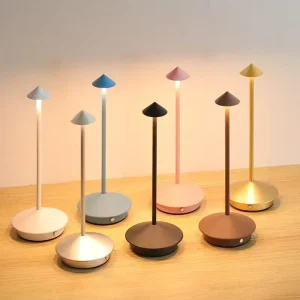 Creative Type C Rechargeable LED Desk Lamp Touch Battery Powered Metal Shade Simple Modern 3 Level Brightness Hotel Bar Coffee