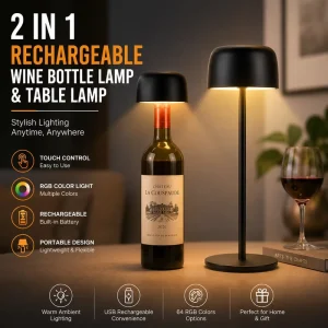 Creativity 3 1 Rechargeable Modern Oval Flexible Table Lamp Removable Wine Bottle Stopper RGB Touch Night Light