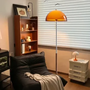 Cross-border Iron French Mid-Century Style LED Floor Lamp for Living Room and Bedroom Bedside Ambient Sunset Mushroom Design