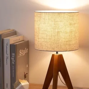 Cross border Nordic Style Vintage Decorative Solid Wood Table Lamp LED Ambient Lighting Button Switch for Bedroom Living Room