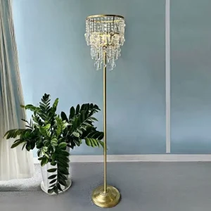 Crystal Floor Lamp Gold European American French Style LED for Living Room Sofa Corner Bedside Bedroom Lighting