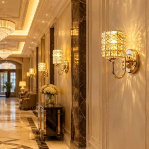 Crystal Gold Filigree Cut Square Wall Sconce LED Warm Light Modern Living Room Decor