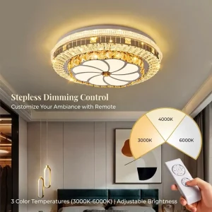 Crystal LED Ceiling Light 50cm Flower Lamp Remote Control Dimmable for Living Room Bedroom Hotel Africa