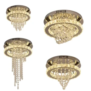Crystal LED Flush Mount Ceiling Light for Bedroom, Dining Room, and Hallway