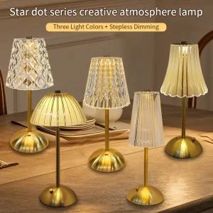 Crystal LED Table Light Touch Sensor Rechargeable Reading Lamp for Bedroom and Bedside