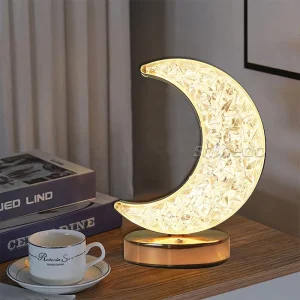 Crystal Touch Dimming Night Light USB Bedside LED 3D Moon Table Lamp