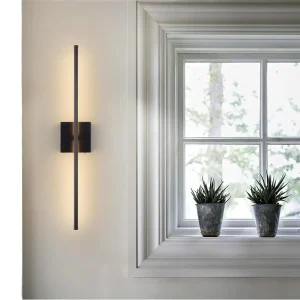 Curved Matte Black Minimalist Style Iron 27w Background Wall Bedroom Bedside Aisle LED Wall Lamp LED Indoor Strip Wall Light
