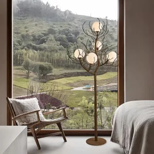 Custom Artistic Tree Shape Floor Lamp Decorative Lighting for Hotel Villa Living Room Projects