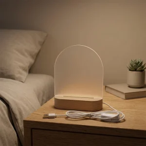 Custom Blank Acrylic LED Night Light Kit for LED Memo Board Personalized Wood Base Home Decor Lamp Smart Night Light