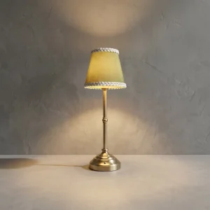 Custom Cordless Rechargeable LED Table Lamp Touch Dimmable Fabric Shade Brass Portable Desk Light for Restaurant