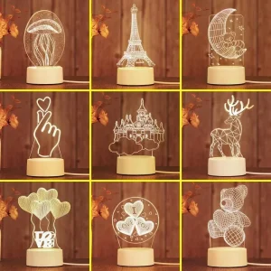 Custom Creative Birthday Gift 3D Night Lights Christmas Lamp Room Decor