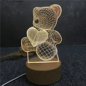 Custom Decor Light 3D Desk Lamp Led Table Lamps Colorful Table Lamps Self Charging Wood Lovely Gift LED Night Light Gift Decor