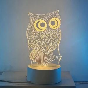 Custom Decor Light ABS Base 3D Lamp Owl Style Acrylic LED Night Light