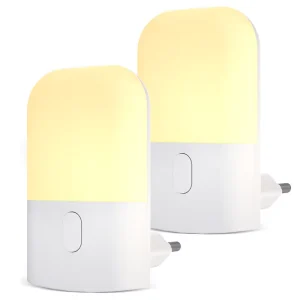 Custom Dimmable Dusk-to-Dawn Sensor ABS Plug-In Warm White LED Night Light for Bedroom and Home