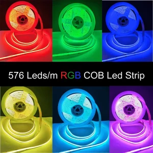 Custom Led Strip Manufacturers China 576 Chips m 10mm 14W m Rgb Cob Led Strip Lights Low Voltage DC12v 24v