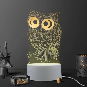 Custom Light 3D Lamp Owl Style Acrylic LED Night Light ABS Base
