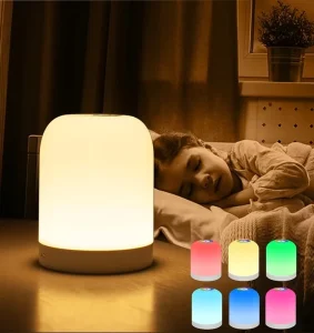 Custom Modern Indoor Children and Baby Sleep Night Light with Drum Shade, Energy Saving DC LED, Touch Sensor, Portable