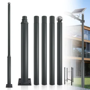 Custom Outdoor Light Pole 3m 4m 5m 6m 7m 8m Galvanized Steel Solar Street Light Pole Straight Pole Waterproof Lamp Post