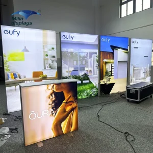Custom-Printed Aluminum Profile LED SEG Light Box Counter Display for Exhibition Booths