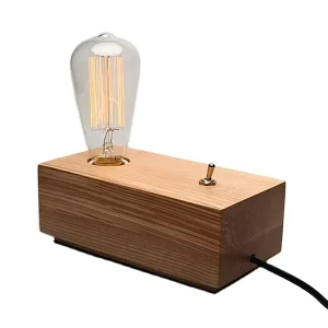Custom Simple Style Table Lamp for Indoor Decoration High Quality Handmade Natural Wood Table Lamp