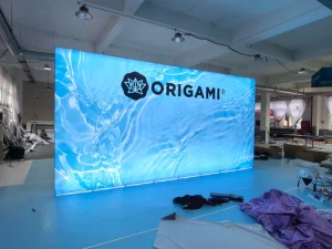 Custom Size Display Led Backlit SEG Fabric Backdrop Pop up With Led Light Backdrop Display Stand Trade Show Booth