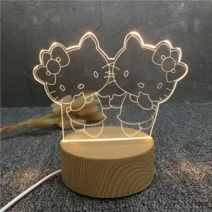 Custom Wood Decor Light 3D Lamp Desk Table Lamp Self Charging LED Night Light ABS Base