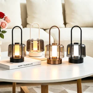 Customizable Cordless Luxury LED Table Lamp with Touch Control Rechargeable Cloth Shade in Fabric for Restaurant